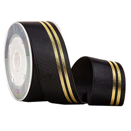 De zwarte Gedrukte Grosgrain-Gouden Lijnen van de Lintfolie voor Luxegeur Verpakking
