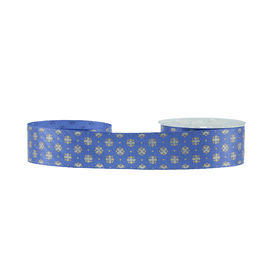 Schittert het decoratie Gedrukte Satijnlint met Blauwe Kleur 19mm Vrije Breedtewinkelhaak