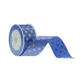 Schittert het decoratie Gedrukte Satijnlint met Blauwe Kleur 19mm Vrije Breedtewinkelhaak
