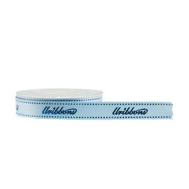 Convex Embleem Gedrukt van de de Folie Blauw Gouden Druk van het Satijnlint de Polyestermateriaal