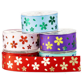 De rode Gedrukte Gouden Bloem van Douanegrosgrain Lint voor Giftdozen Verpakking