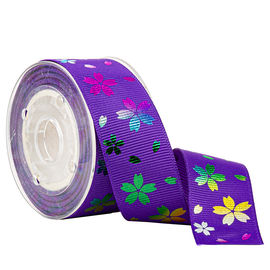 Gedrukte Regenboogbloem op Purper Grosgrain-Lint voor Suikergoed Verpakking