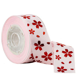 Folie Rode Gouden Bloem op Roze Gedrukt Grosgrain-Lint voor Vakantiedecoratie