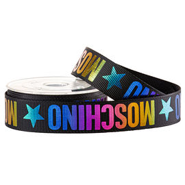 Zwart Gedrukt Grosgrain-de Regenbooggoud van de Lintfolie voor Vakantiegiften Verpakking