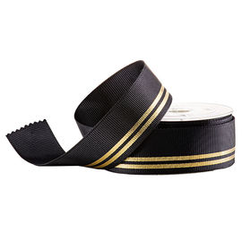De zwarte Gedrukte Grosgrain-Gouden Lijnen van de Lintfolie voor Luxegeur Verpakking