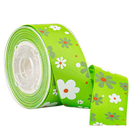 Groene Gedrukte Zonnebloem 3mm het Lint van Douanegrosgrain