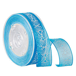Gepersonaliseerd Wit Druk Blauw 19mm Organza Zuiver Lint van het Inktscherm